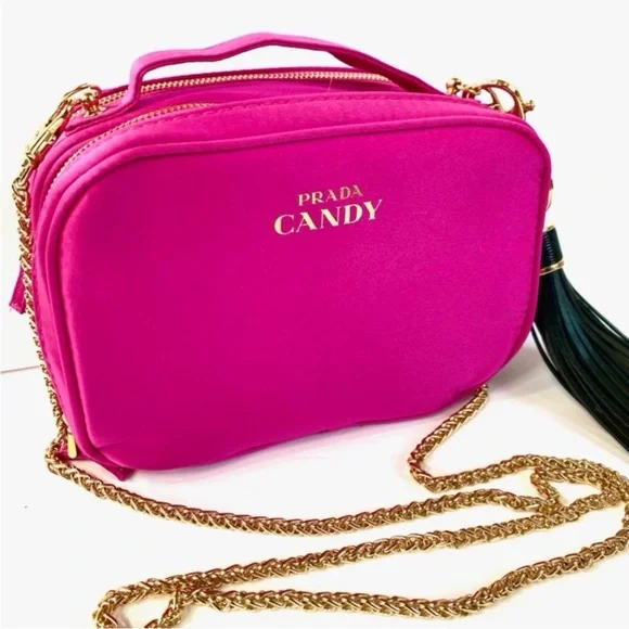 Prada Crossbody Bag Pouch Makeup Cosmetic Vanity Case Candy Pink Organizer New - Picture 1 of 7